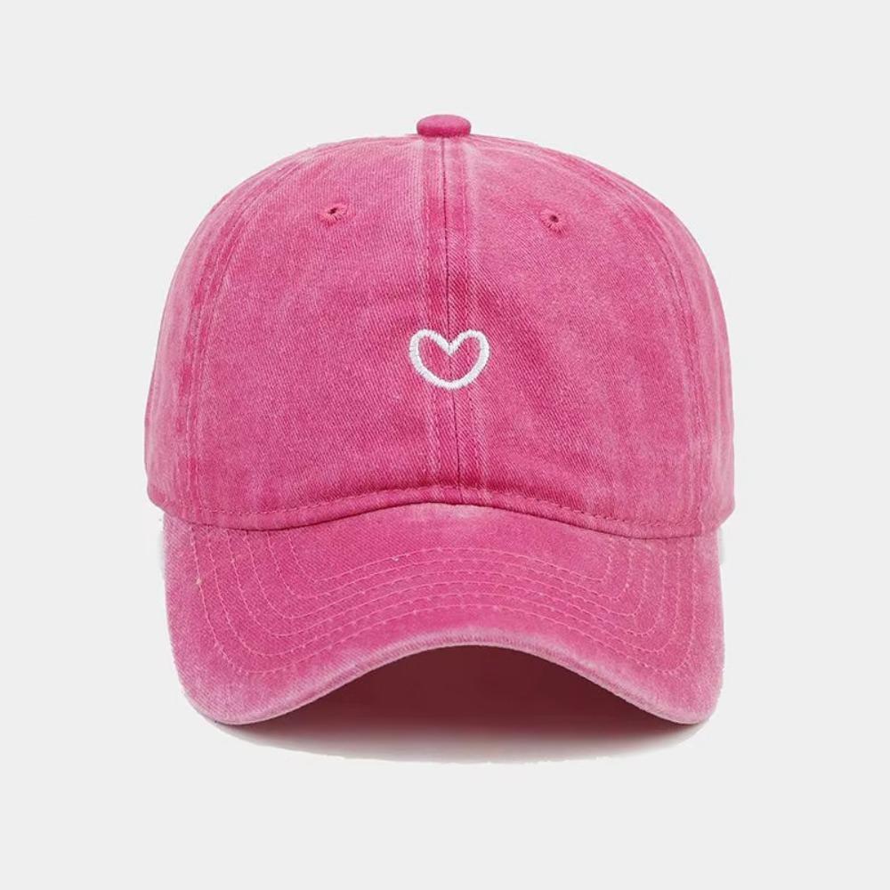 Retro Embroidered Heart Baseball Cap Thin Washed Cotton Baseball Cap  Summer