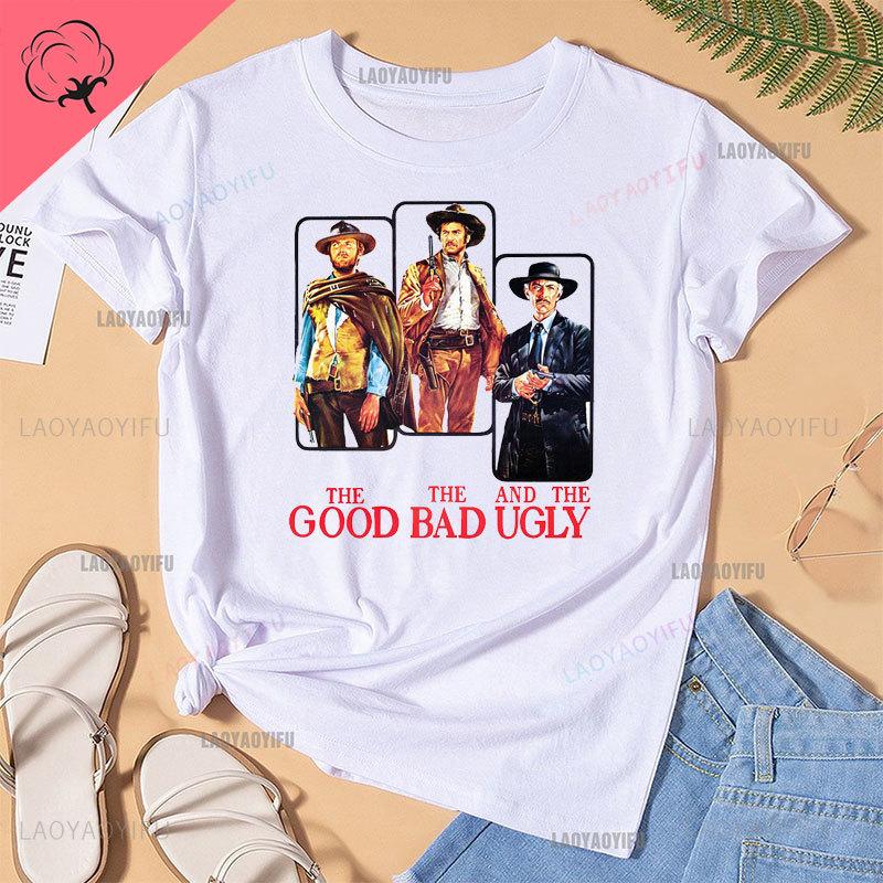 

Fashion Men Clothing The Good The Bad and Ugly Print T Shirt for Male Il Buono Brutto Cattivo Tops Summer Commuter Casual Tees 4XL