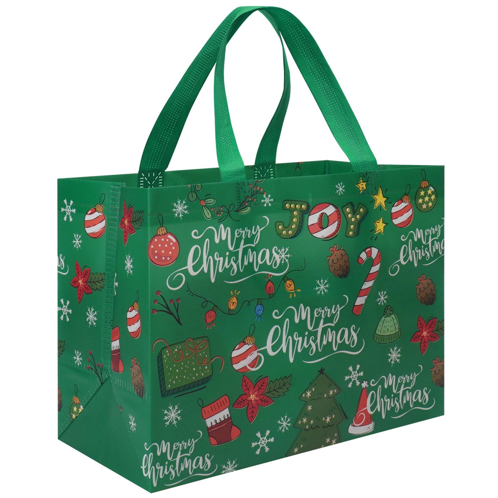 

Многоразовые нетканые рождественские подарочные пакеты с ручками | Праздничные сумки-шопперы для украшения новогодней и рождественской вечеринки, Упаковка для подарков