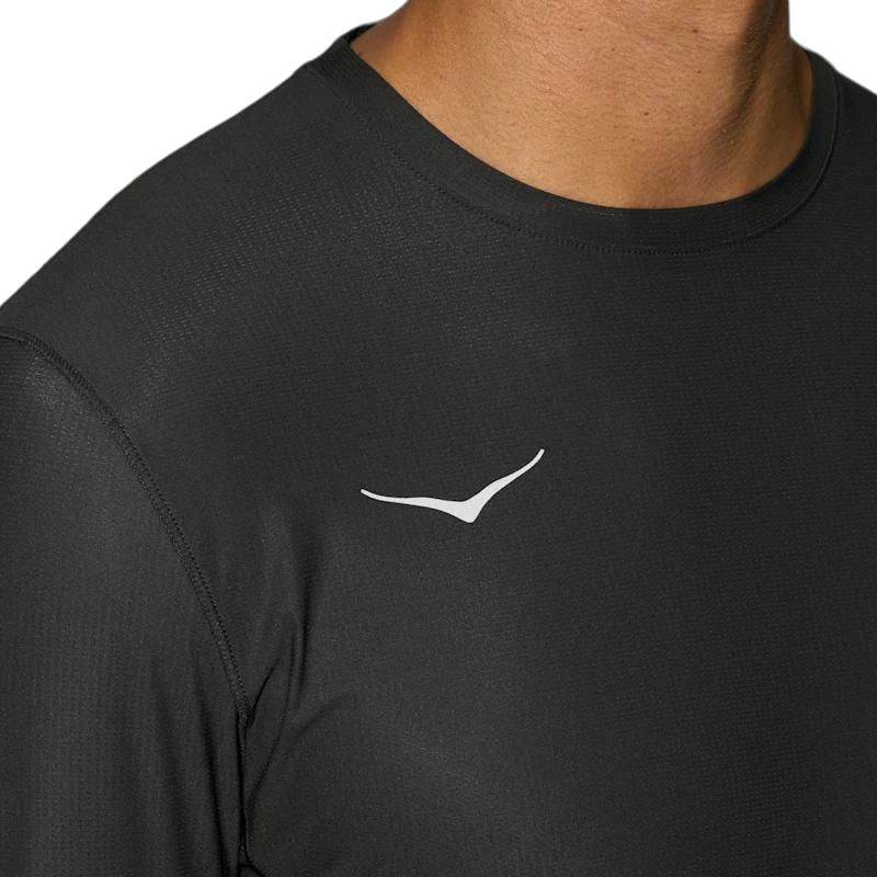 HOKA One One T Shirts Men's Black Crew Neck Moderate Straight Fit 1175772-BLK