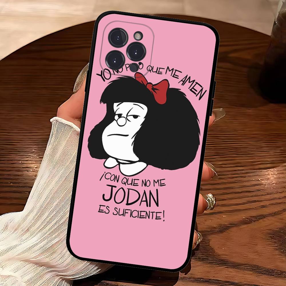 

Popular Cartoon M-Mafalda For IPhone 17 16 15 14 13 12 11 Pro Max Plus Shockproof Black Soft Phone Cover For iPhone 11