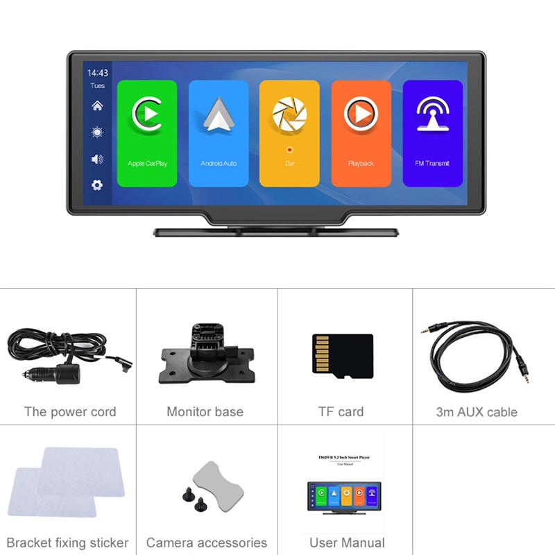 Car Mirror Video Recording Carplay & Android Auto Wireless Connection Gps Navigation Dashboard Dvr Ai Voice