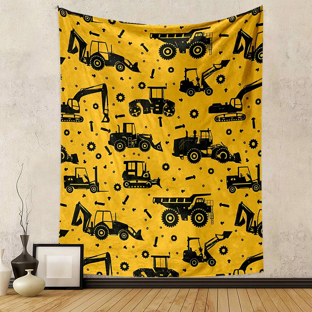 Construction Vehicles Pattern Design Patterned Tapestry Decorative Wall Hanging, Home Bedroom Living Room Decor