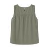 Women’s Sleeveless Pleated Tank Top Casual Loose Fit Crew Neck Blouse Simple Solid Design for Daily Wear