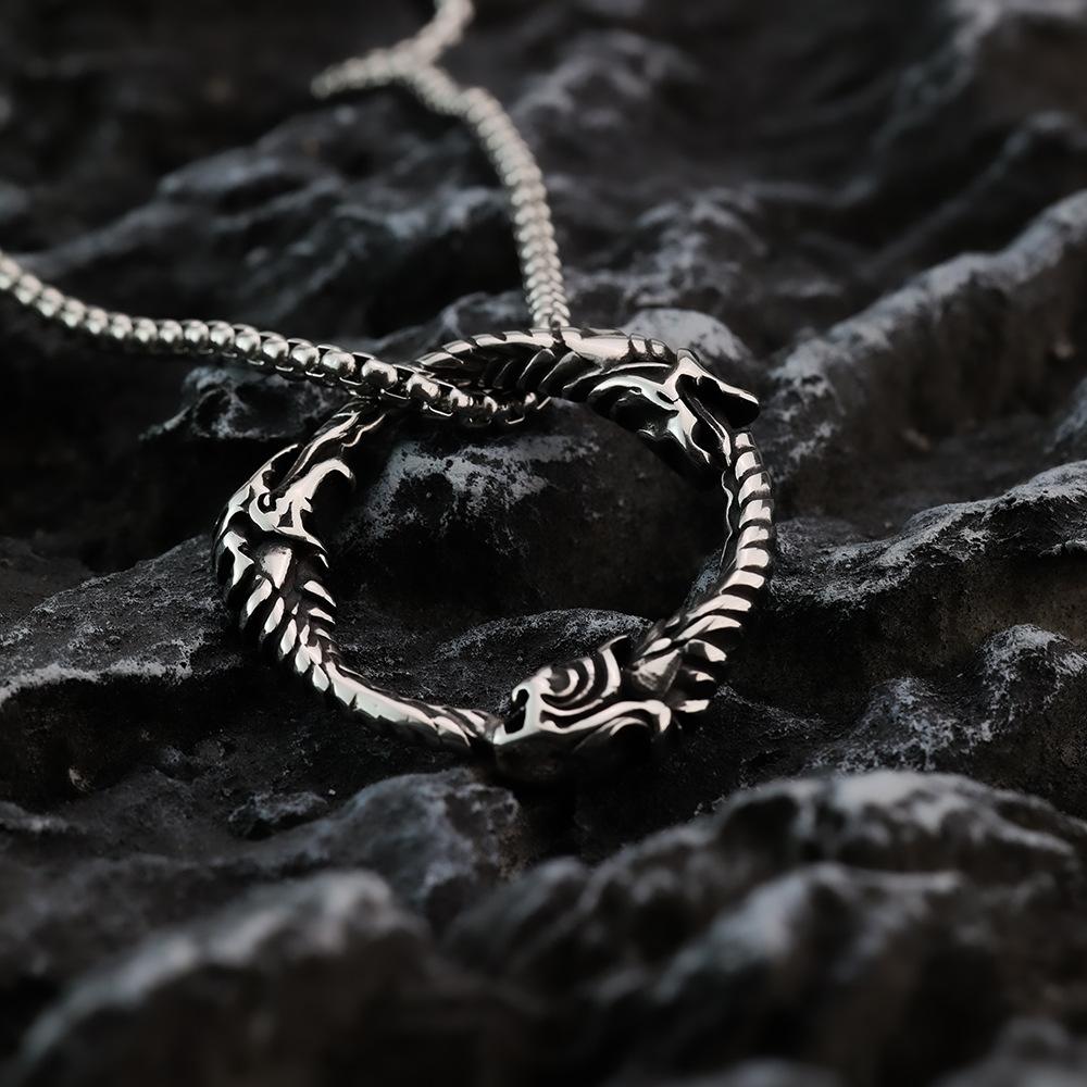 Viking Celtic Wolf Head Pendant Stainless Steel Necklace For Men Hip Hop Style