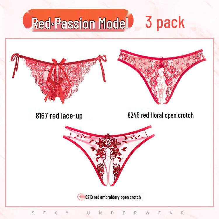 Seductive Japanese Lace Open Crotch Panties Set