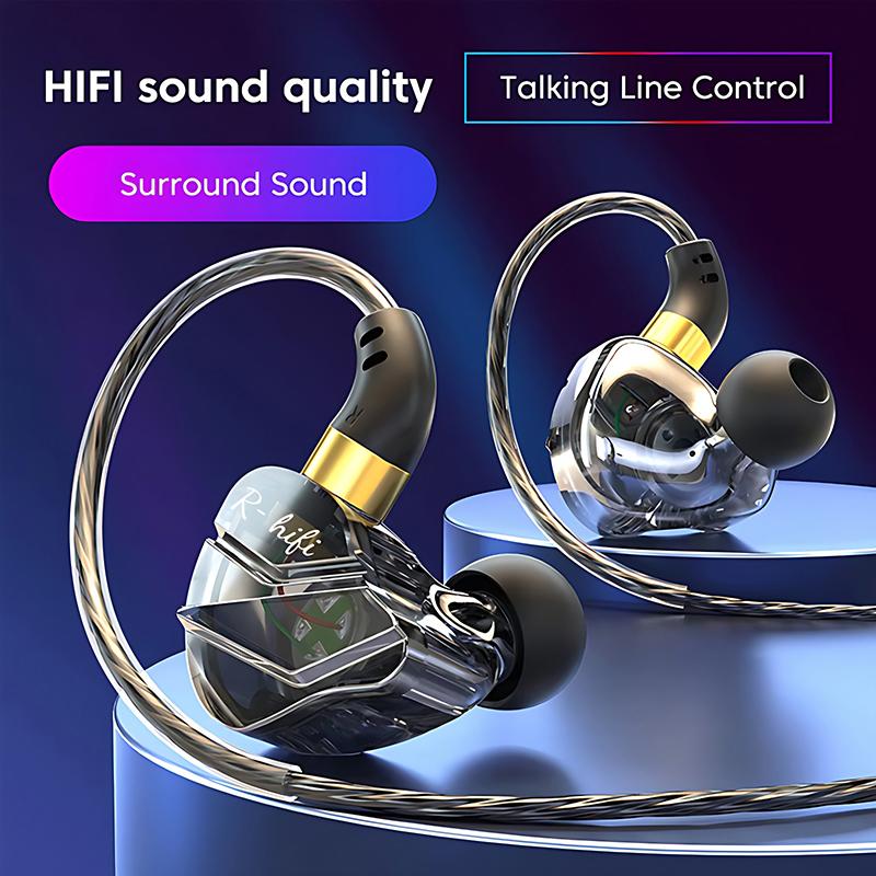 Digital Chip Wired Earphones 3.5 Mm AUX/Type C 9D HIFI Heavy Bass In-Ear Headsets With MIC Headphone For Samsung Huawei Xiaomi OPPO iPad PC