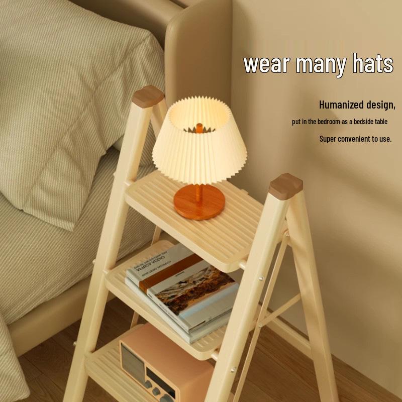 Housewarming Thickened A-Frame Folding Ladder with Enlarged Red Pedal for Safety