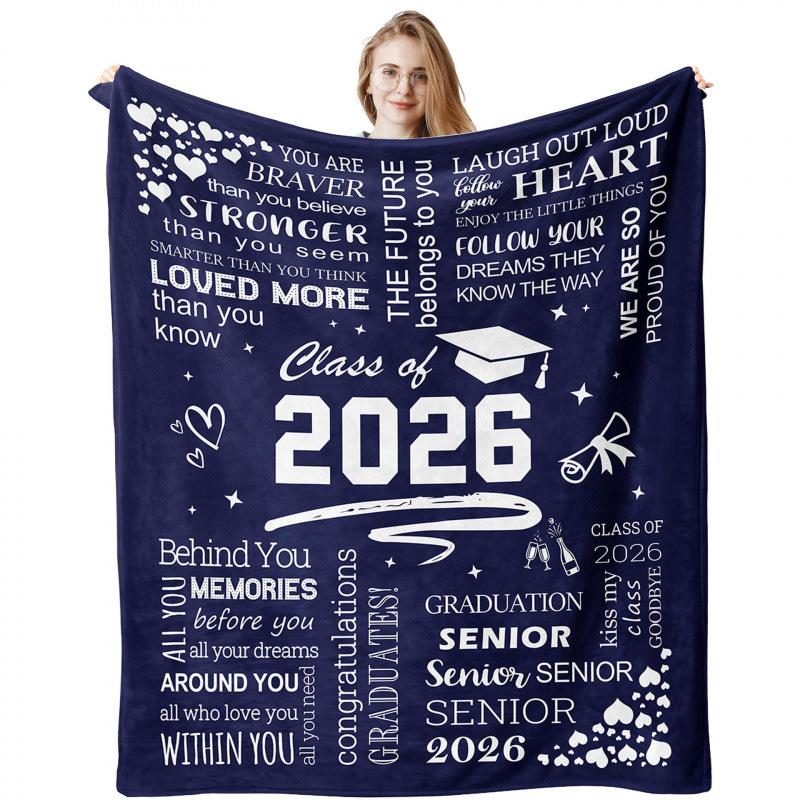 Graduation Blessings Quotes Blanket Printed Nap Blanket Sofa Flannel Blanket Graduation Season Gift