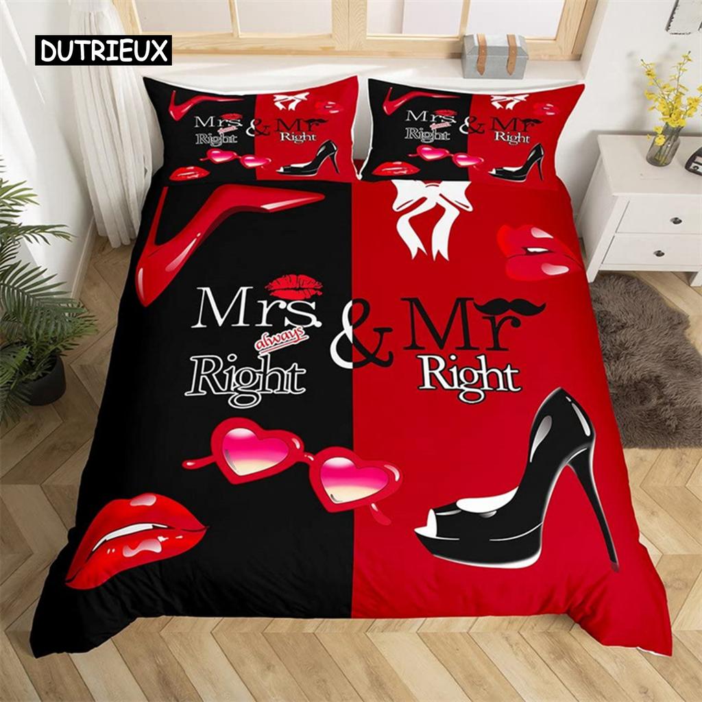 Flower Butterfly High Heels Duvet Cover King Fantasy Glitter Quilt Cover Polyester Romantic Theme Bedding Set Valentine Day Gift