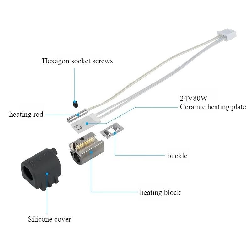 ANYCUBIC Kobra3 Max Ceramic Hot End Heating Component K3M Integrated Nozzle Heating Sheet Thermal Line 24V80W