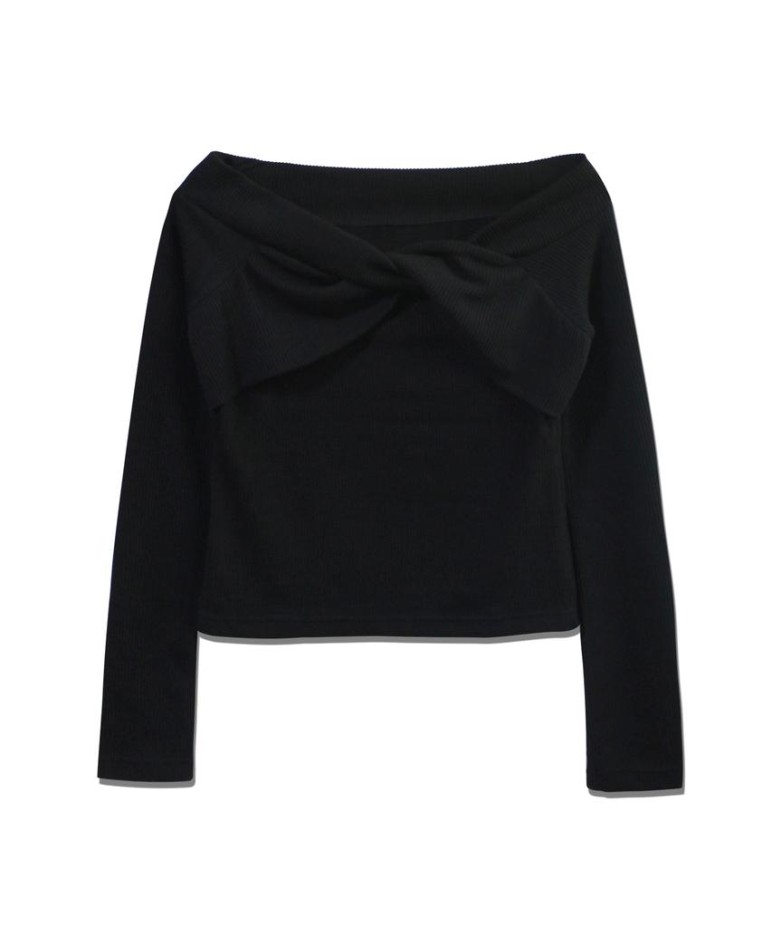 5OML Twisted Off-Shoulder Long Sleeve (Black)