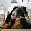 Bright canvas oil painting design Flannel printed blanket suitable for all seasons suitable for living room office sofa travel