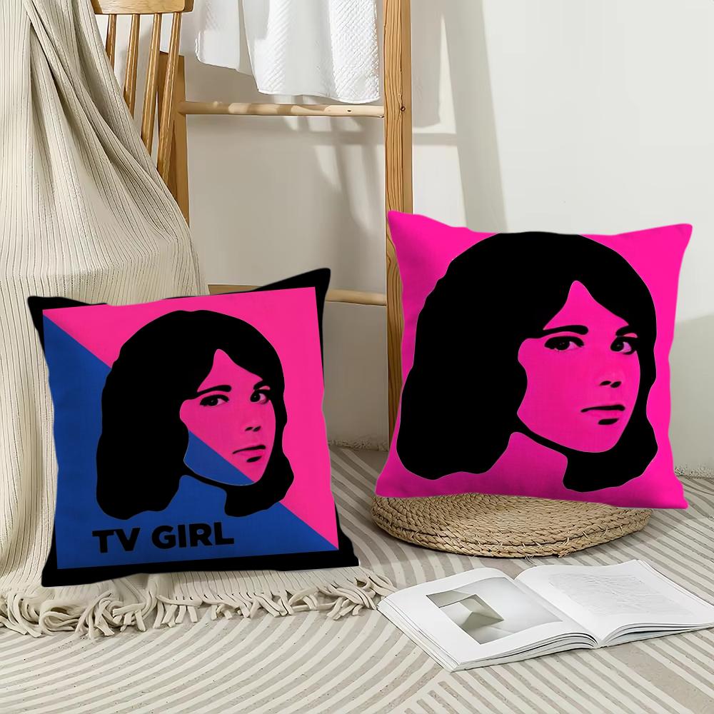T-Tv G-Girl Cushion Cover Soft Plush Fabric Double-Sided Printed Sofa Cushion Cover For All Seasons Home Decor Gift
