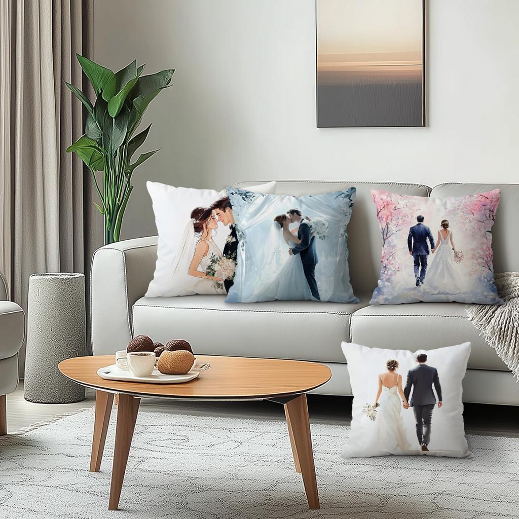 4pcs Setwedding Anniversary Gift Cushions Pillowcase Polyester Cushion Cover Throw Pillow Pillowcover Home Car Sofa Decor