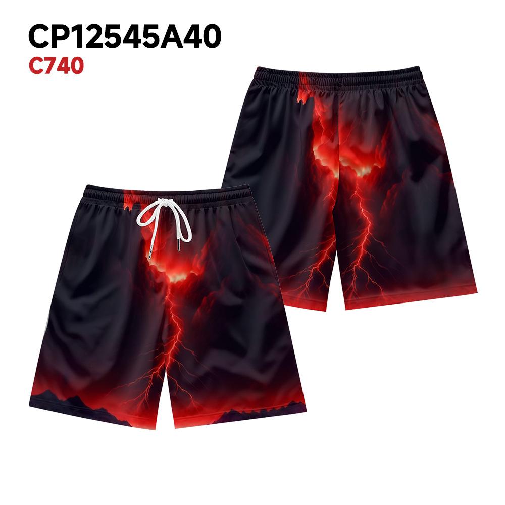 

European And American Dark Natural Lightning Element Men S Casual Shorts Beach Pants XXS