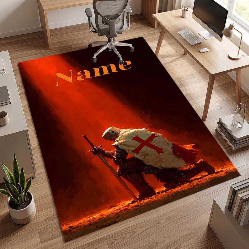 Holy Knight (5) Personalized Name Office Carpet Stylish Decor for Living Room Bedroom Kitchen