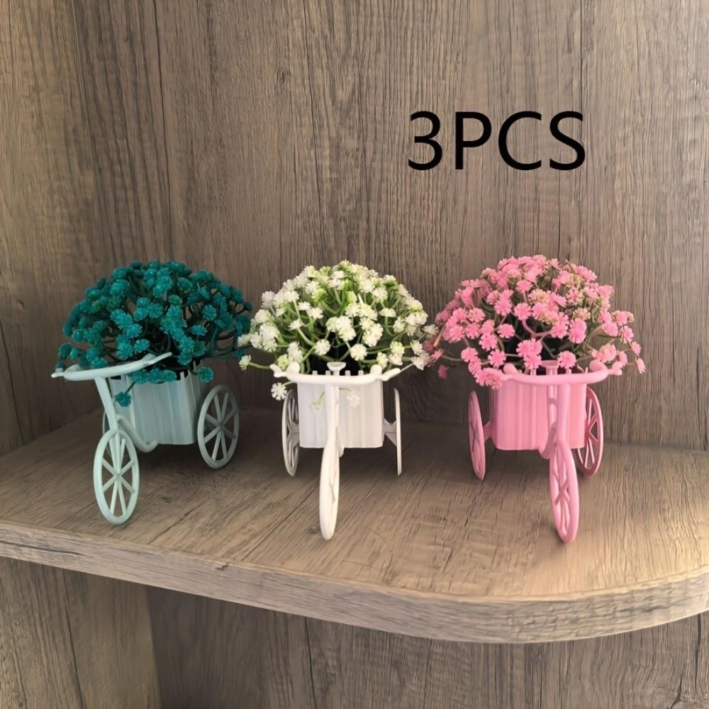 Miniature Garden Mini Bicycle Ornaments Decoration Artificial Flowers Ornaments Office