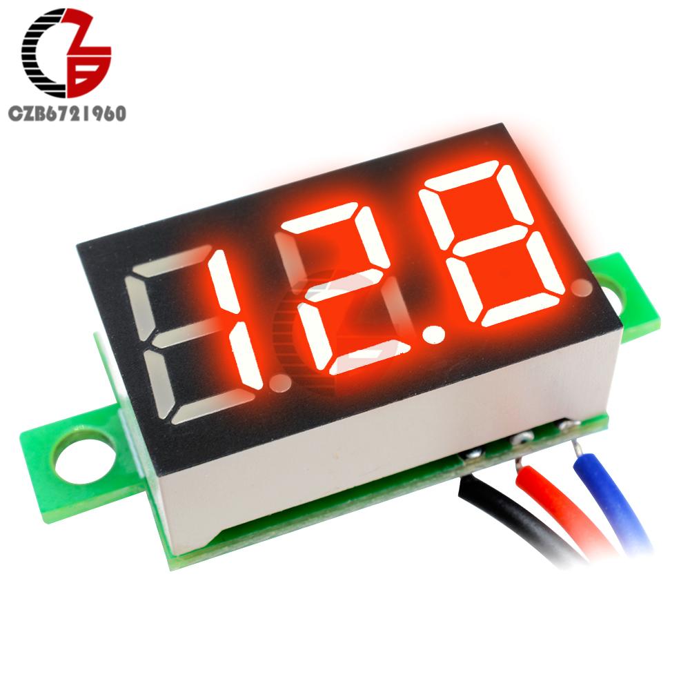 DC 0-30V 3 Wires 0.36'' LED Digital Voltmeter Voltage Meter Module Tester Monitor 3-Digital Display Voltmeter Panel 5V 12V 24V