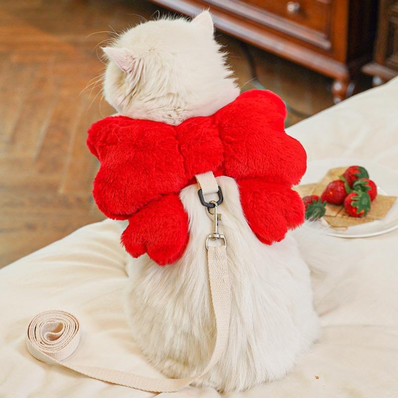 Pet Bow, Chest and Back Strap, Leash, Dog Walking Rope, Dog and Cat Going Out Chest and Back Cat Supplies, Collar