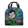 Teens Titans Go Beast Boy Sacs à déjeuner isothermes Boîte de rangement pour aliments Glacière portable Boîtes à lunch thermiques pour le voyage