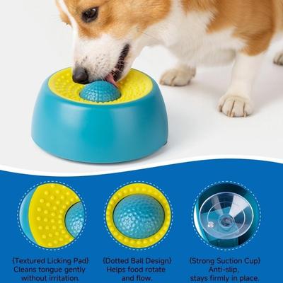 Plastic Slow Feeder Dog Bowl Food-Grade with Rolling Ball Pet Feeding Bowl Non-Slip Anti-Choking Liquid Slow Bowls