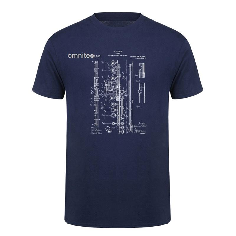 Flute Patent T Shirts Flutist Flautist Cool Music Player Gift Short Sleeve Cotton Summer Style Tshirt HJ134