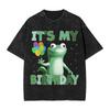 Funny Weirdcore Animal Lizard Lizard Lizard Meme T Shirt Washed Cotton T-Shirts for Men Women Streetwear Printed Tee Shirt