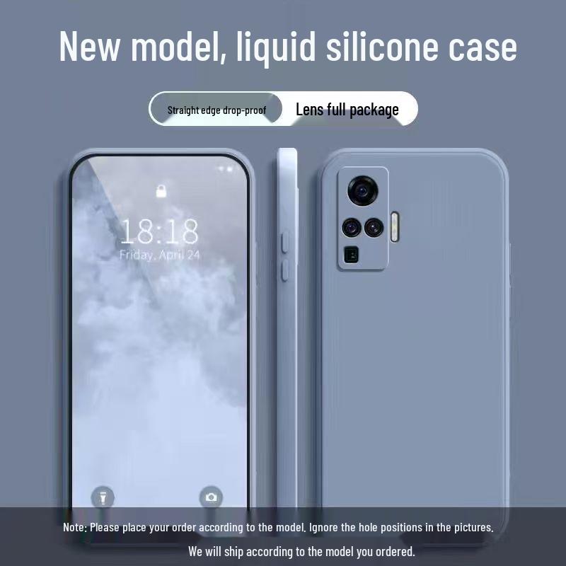 Vivo X50 Pro Liquid Silicone Anti-Drop Straight Edge Case - Solid Color, Full Coverage