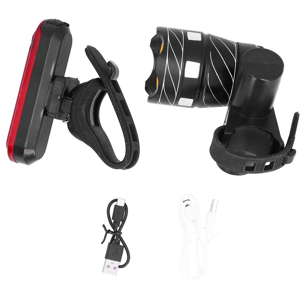 Bicycle Front and Rear Light Set Bike USB Rechargeable Headlight Taillight for Riding