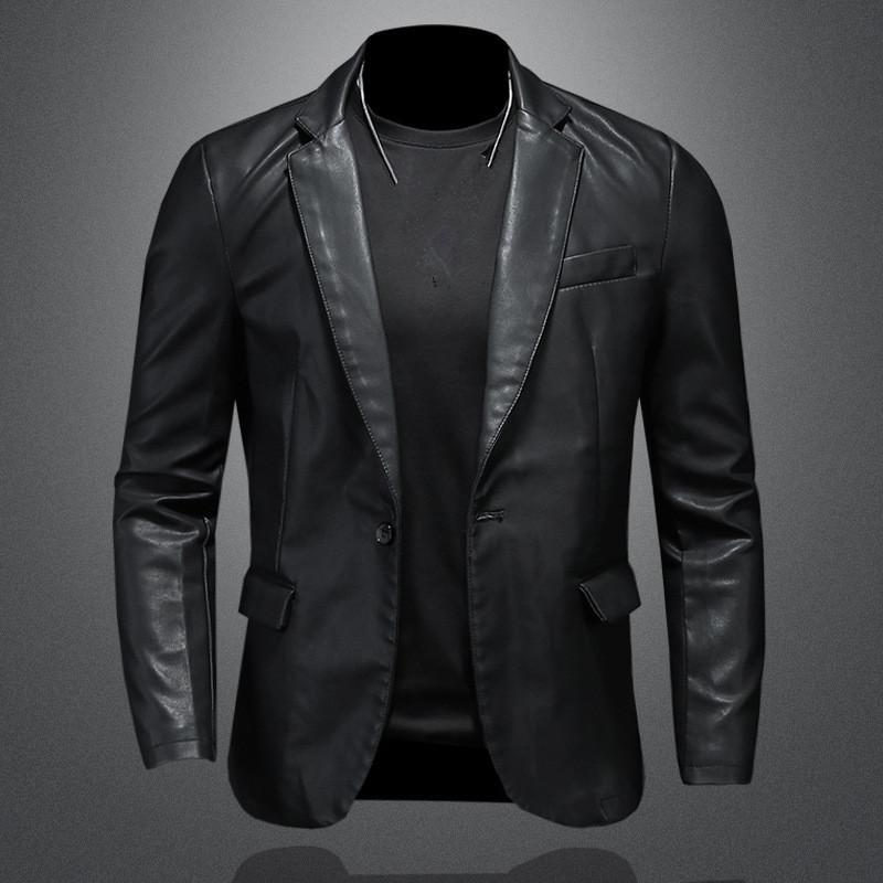 Giacche in pelle da uomo slim fit PU casual cappotti da motociclista con colletto rovesciato nero moto biker pelle scamosciata capispalla uomo