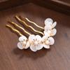 White Hair Claw Vintage Style Handmade Wrapped Flower Beads Delicate Headdress