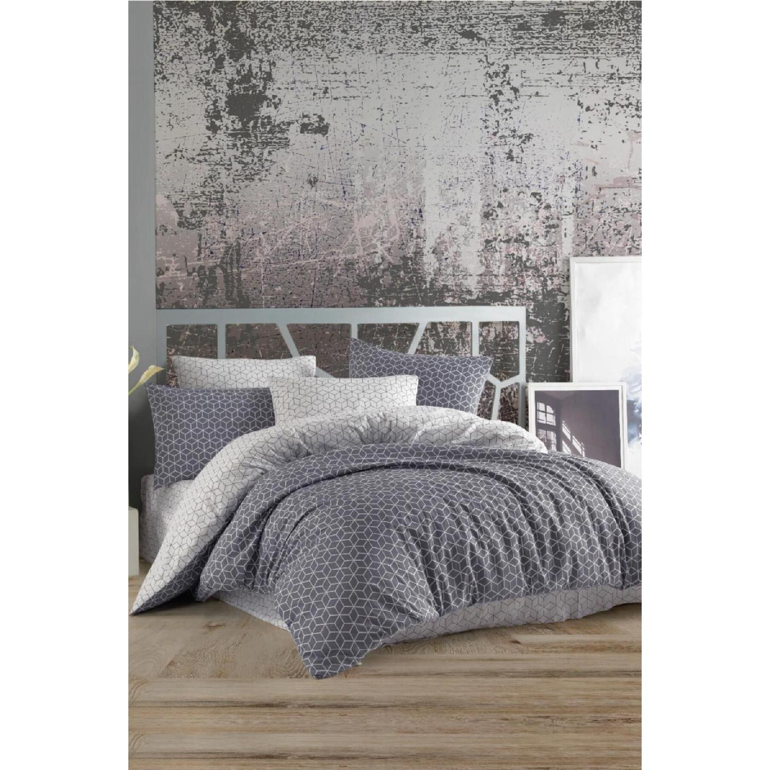 

Crystal Double Terry Cotton Puzzle Gray Duvet Cover Set сірий колір