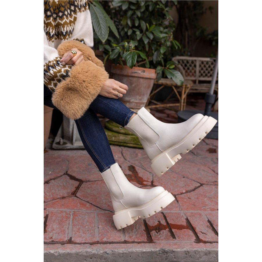 Women's Genuine Leather Thick Sole Long Chelsea Boots
