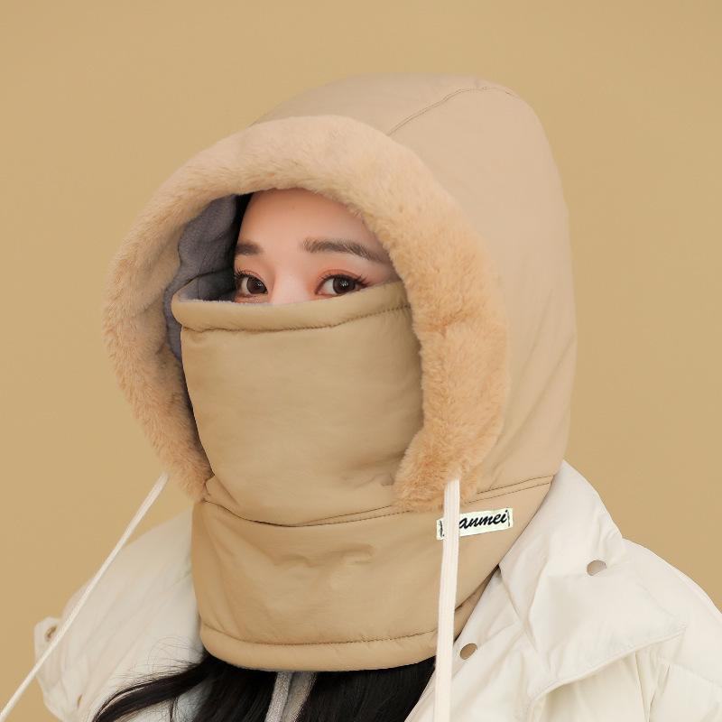 Plush-Lined Thickened Thermal Hat with Face Mask for Men and Women, Ski Winter Face Mask, Winter Camping Hooded