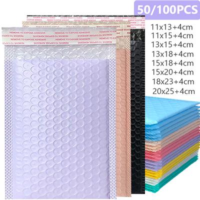 50/100 pièces Enveloppes matelassées violettes Enveloppes d'expédition matelassées Enveloppes pour emballage Auto-adhésives Sac d'expédition Sacs avec rembourrage à bulles