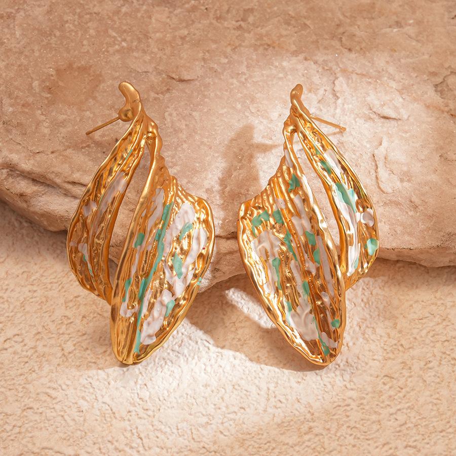 

Digadagu Metal Irregular Leaf Dangle Earrings New Women s Simple Vintage Earrings Daily Zircon Accessories