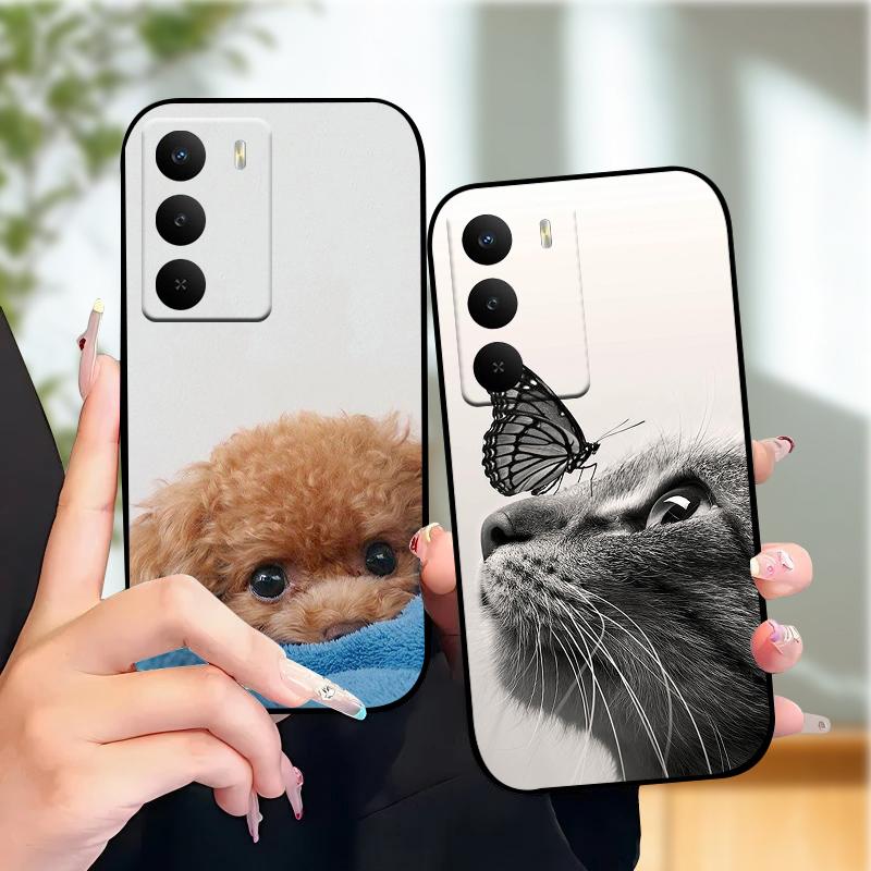 Etui na Realme 14x 5G RMX5020 Uroczy Pies Kot Miękki Silikon TPU Pokrowiec na Telefon Do Oppo Realme V60 Pro Ochronny Zderzak Fundas Etui