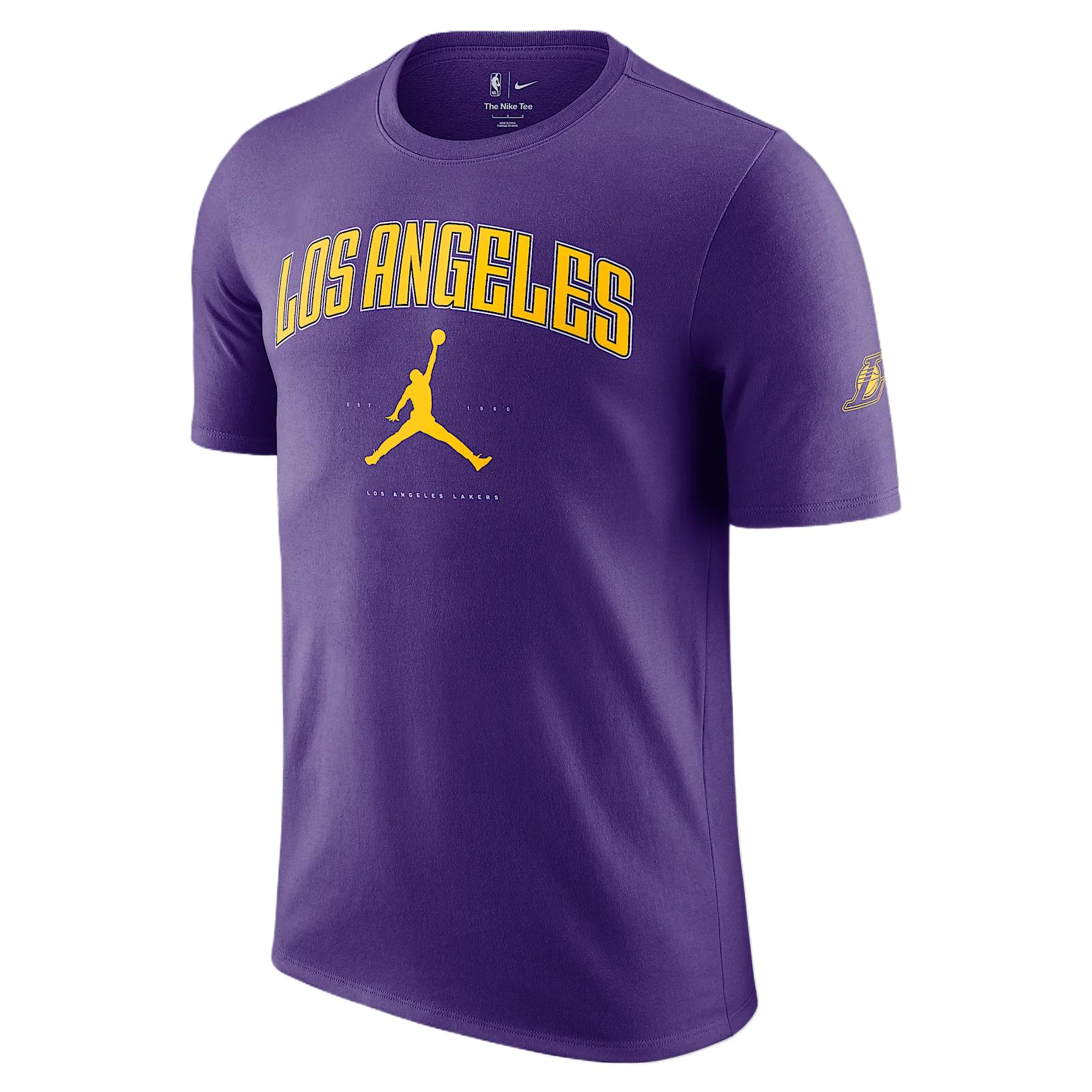

Jordan X NBA Collaboration Los Angeles Lakers Essentials Comfortable Soft Moisture-Wicking Cool Short Sleeve T-Shirt Men Tops Purple HQ1237-504 M