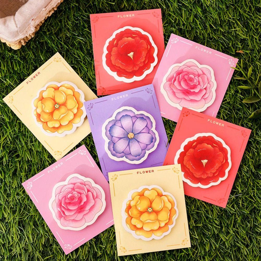 Small Fresh Memo Pad Kawaii Account Decorative Material Flower Sticky Notes  Diary