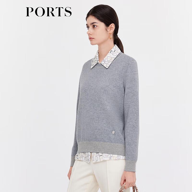 PORTS Women's Wool Cashmere Long Sleeve Round Neck Pullover