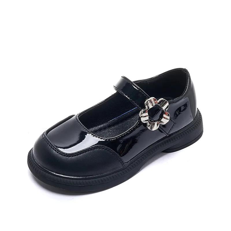 

2024 Детская кожаная обувь для девочек, осень, новая мода и удобная повседневная универсальная нескользящая шикарная обувь в британском стиле 26 чёрный