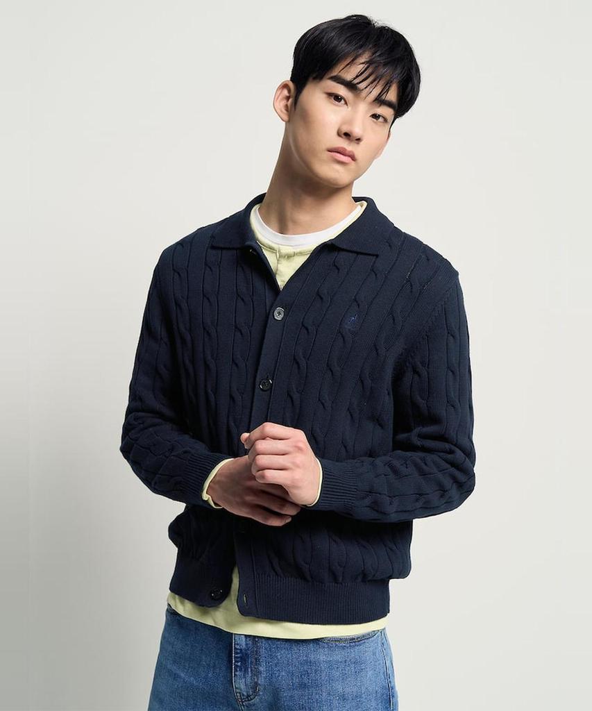 Beanpole Men Cable Collar Neck Cardigan Navy