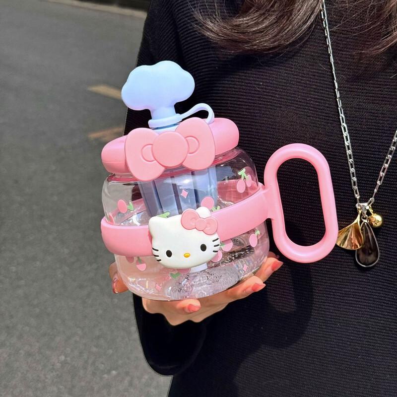 Plastic Water Bottle with Handle and Straw