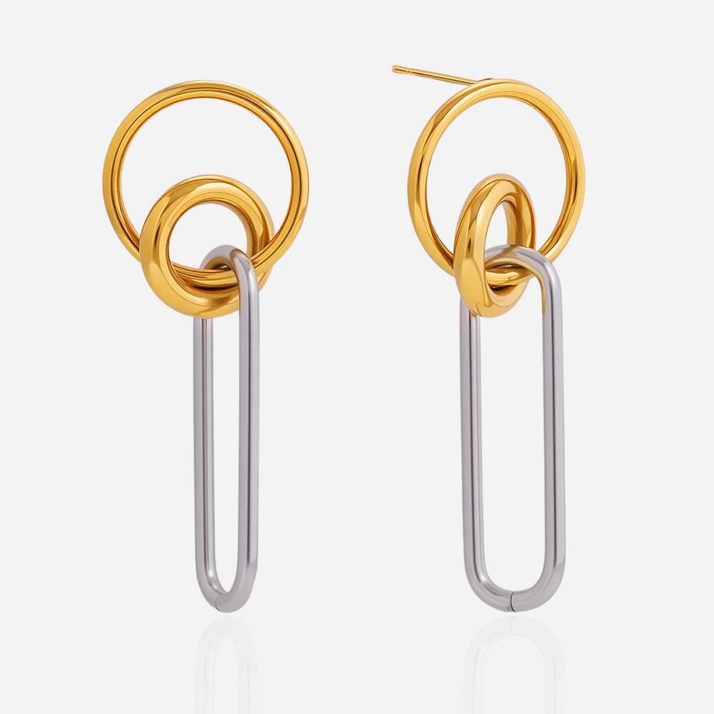 Yori Stainless Steel Metal Linear Geometric Tassel Earrings For Women Chain Drop 18K Plated Jewelry Anniversary Gift Waterproof