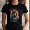 T-Shirt Frauen Wolf als Astronaut Motiv Baumwolle Größe XS bis 3XLWird in neuem Fenster oder Tab geöffnet