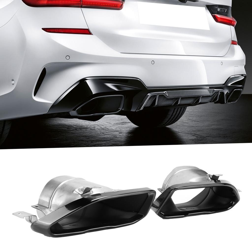 Exhaust Muffler Tips Set End Pipe Trim Replacement for 3 Series  0  1 M Sport M340 2019‑2021