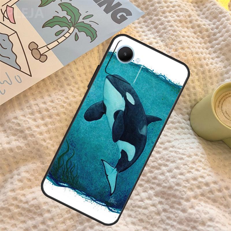 Cute Blue Killer Whale Case For Realme 15 11 12 13 14 Pro Plus C65 C67 C71 C63 C61 C55 C51 C53 C35 C75 GT6 GT7 Pro