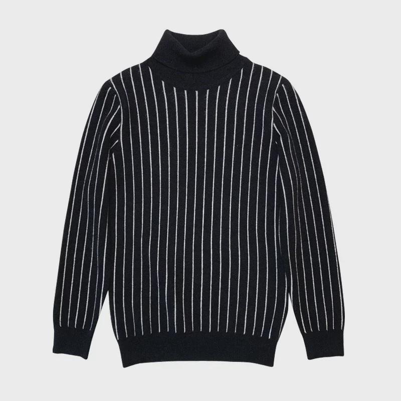 Men's Trendy Striped Slim Turtleneck Sweater for Autumn & Winter