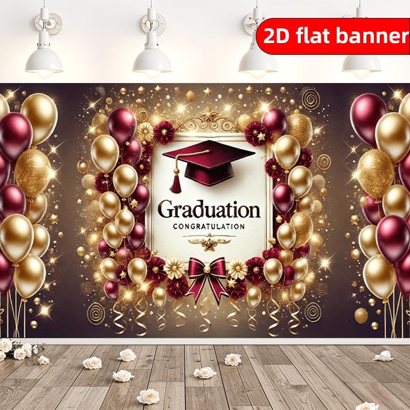 2D graduation party background cloth graduation hat and multi-functional wall decoration banner with "graduation" text